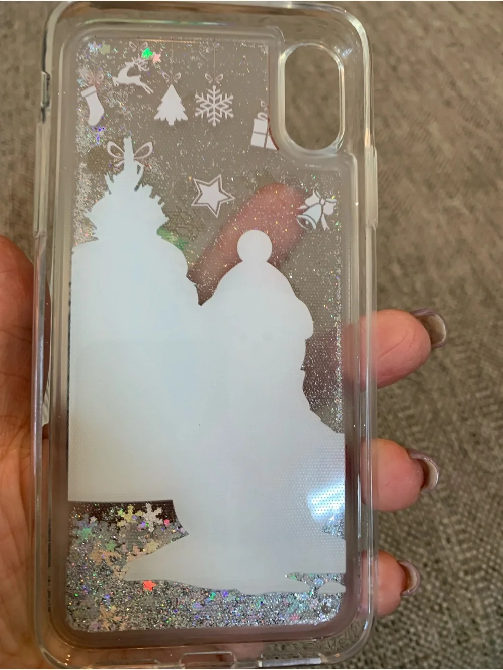 Snowman moving glitter, phone case iPhone X and iPhone XS